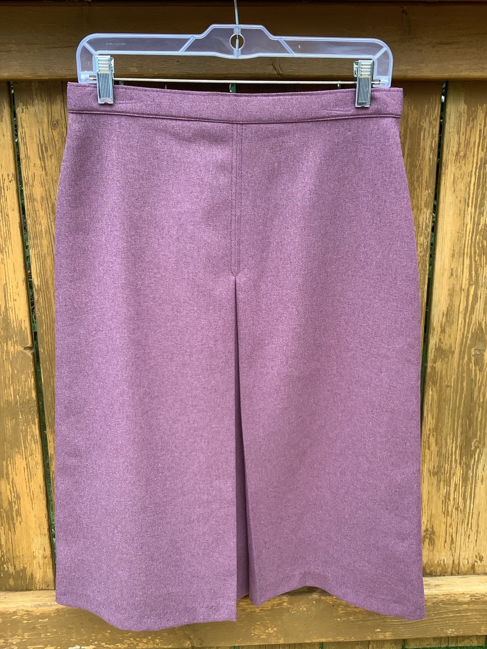 Vintage 70s 80s Inverted Box Pleat Midi Skirt Heathered Mauve Purple Size M